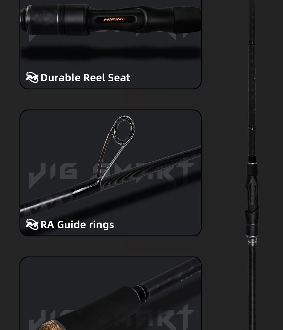 MIFINE JIG SMART SPIN Spinning Rod, Bass Fishing Rods, Lure Weight 4-18g/10-38g Saltwater Freshwater 2.29M
