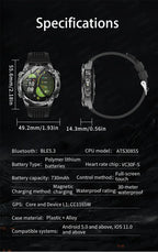 GPS Sports Smartwatch Men Women Swim Waterproof Fitness Tracker 2GB Memory Offline Maps  SpO2 Rugged Outdoor Smartwatch for Men