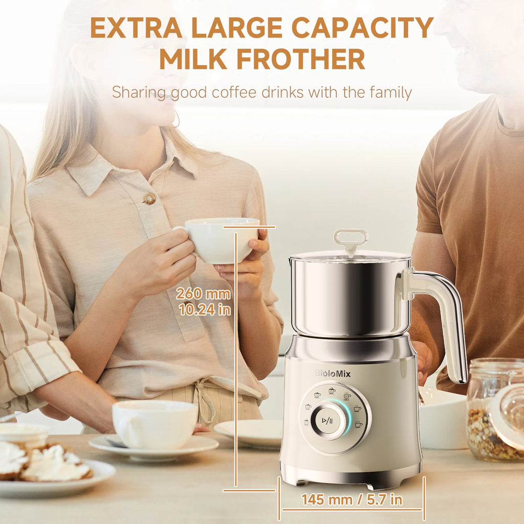 BioloMix 7-in-1 Detachable Electric Milk Frother Steamer Automatic Hot Cold Foam Maker for Coffee And Hot Chocolate