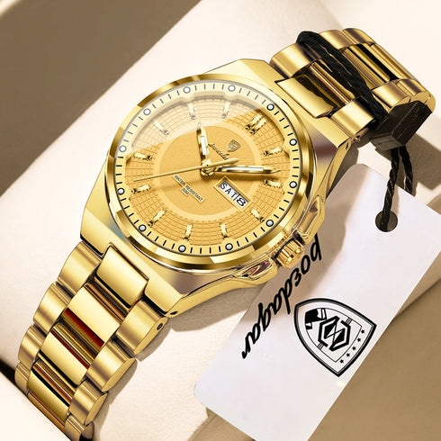 POEDAGAR Fashion Ladies Watch Top Elegant Week Date Woman Clock Quartz Stainless Steel Luminous Waterproof Women's Watches Reloj