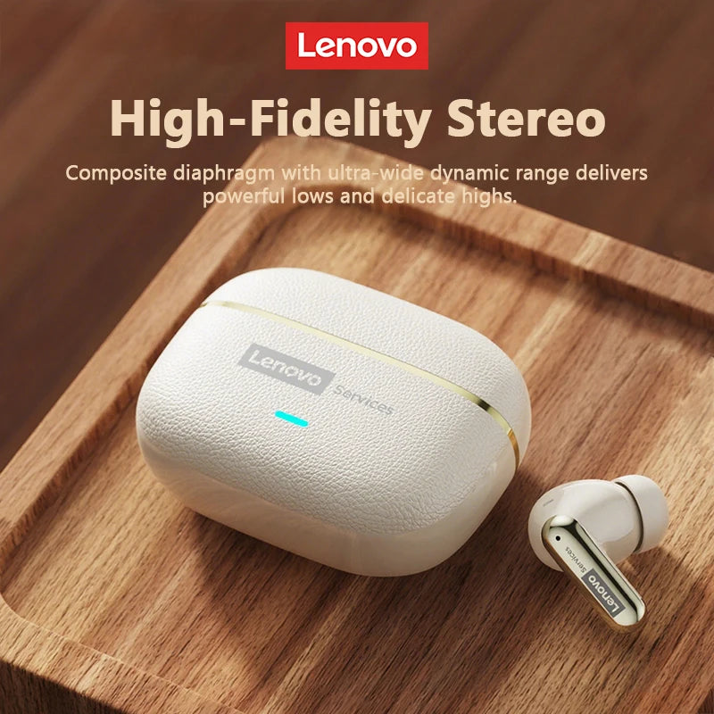 Choice Lenovo LE208 Wireless Leather Earphones Bluetooth 6.0 ENC Earphones Noise Reduction Headphone Low Latency Gaming Headset Main image
