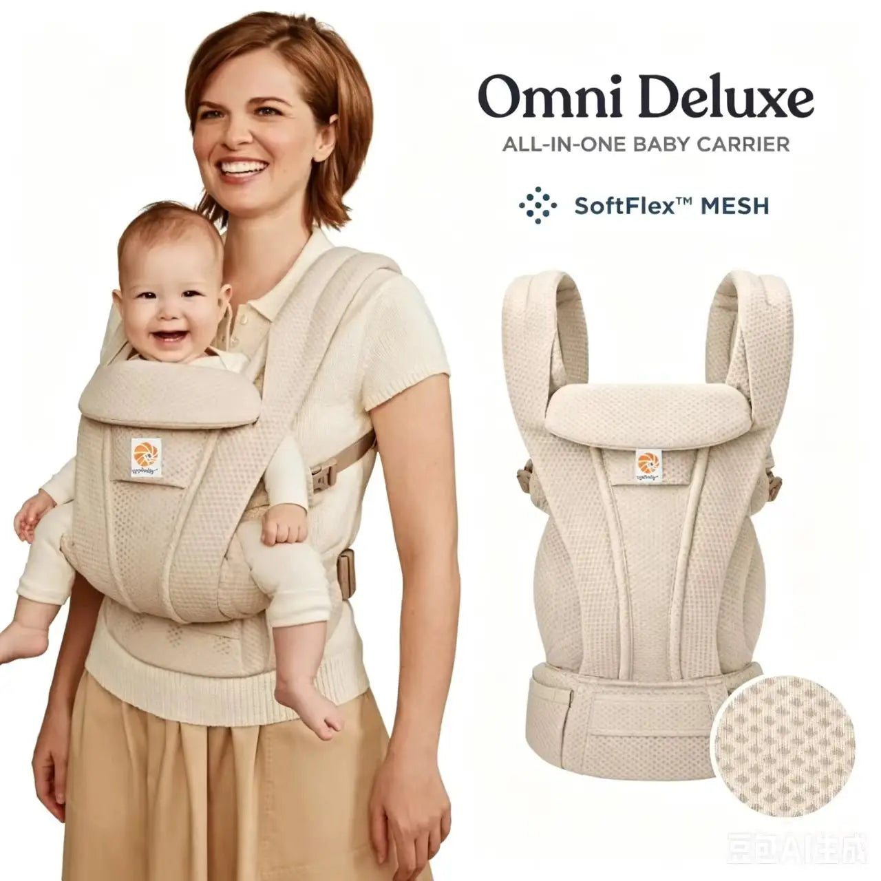 Omni Delux Baby Carrier Ergonomic Kid Kangaroo Infant All Positions Sling Wrap Cool Air Mesh Cotton Backpack 0-36 Months Egobaby Main image
