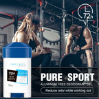 72-Hour Long-Lasting Deodorant Men，Aluminum-Free Fresh Scent，Pure Sport for Gym & Workout，Underarm Odor Body Remove，No Stains
