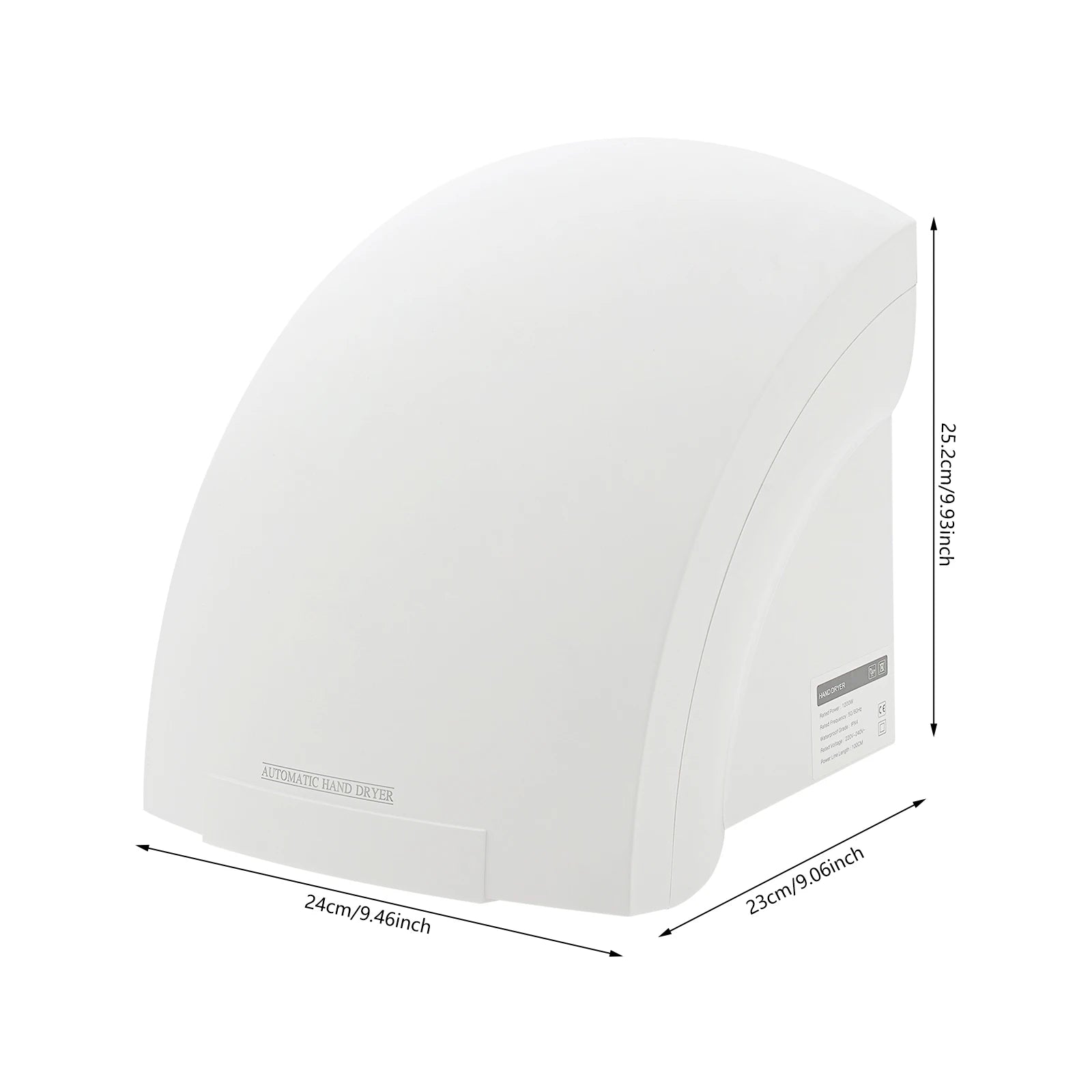 Electric Hand Dryer Compact Wall Mounted Automatic Air Hand Dryer with Infrared Sensor for Commercial Bathroom Hotel and Home