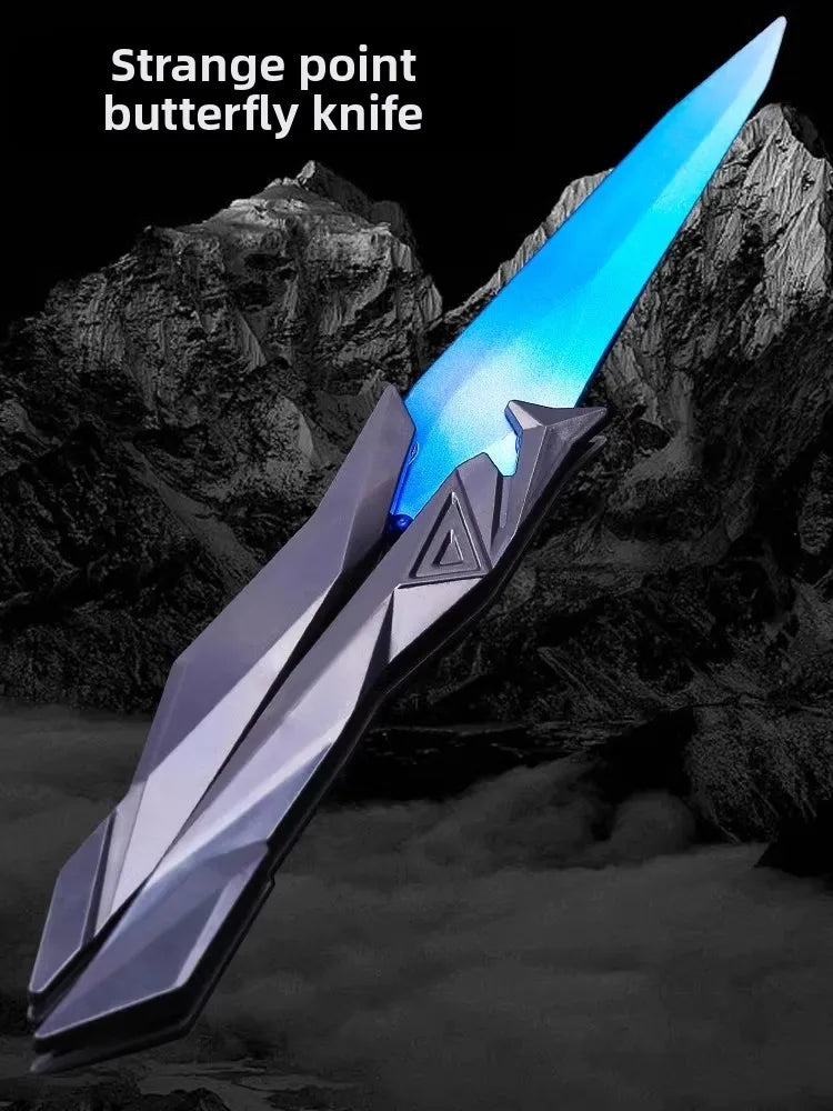 Tactical Shooter Foldable Butterfly Blade - 3D Engraved Collectible Toy Portable Melee Gear for Cosplay/Gaming Accessory Gifts