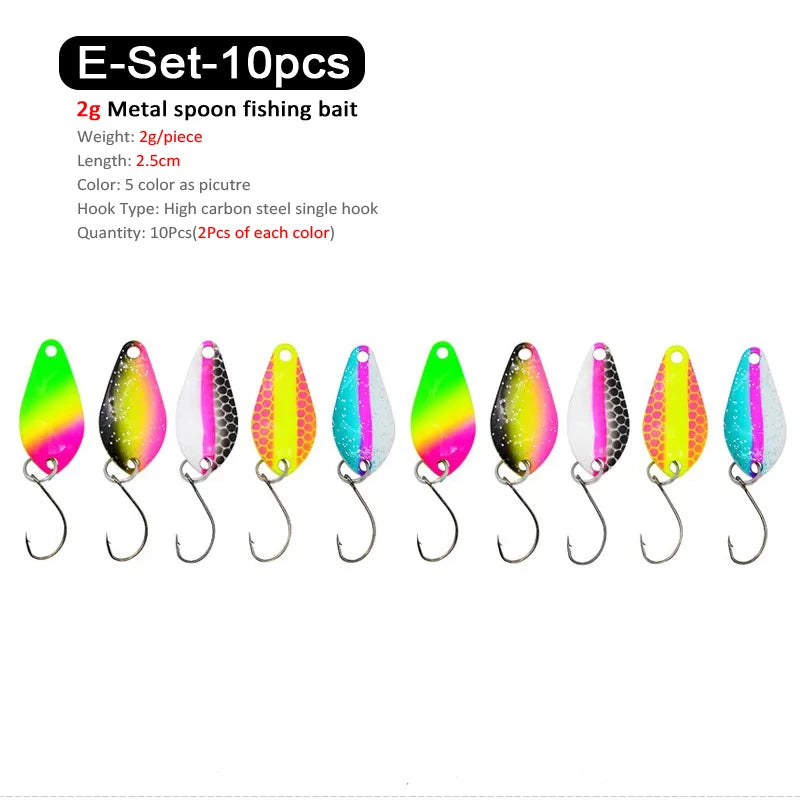 7/9/10Pcs Trout Bait 2.5g/2.6g/3g/3.2g/3.5g/5g Metal Spoon Fishing Lure Wobbler Casting Jigging Tackle Accessories Pesca Chub