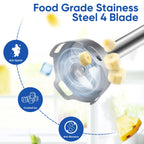 BioloMix 5 in 1 Immersion Hand Blender,1500W Blender with 304 Stainless Steel Blade,Food Processor,Smoothies Puree Baby Food