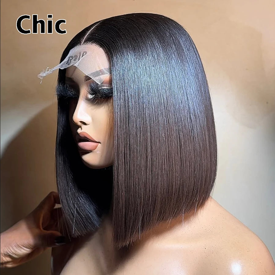 260% Density Real HD 5x5 Lace Closure Wigs Super Double Drawn Vietnamese Virgin Hair Short BOB Wig Glueless Pre Plucked Lace Wig