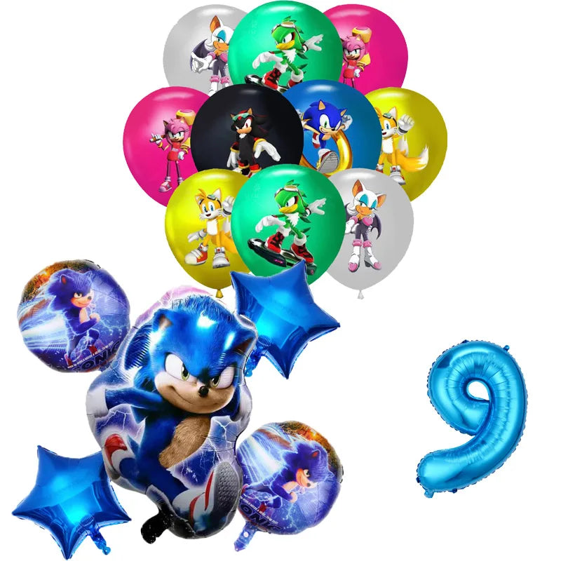 Sonic Birthday Party Decoration Game Hedgehog Balloons  Action Figure Party Paper Plate Towel Cup Tablecloth Toy Kid Gifts