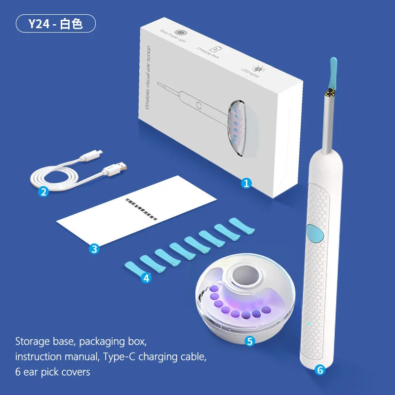 Visual Ear Wax Cleaner with Camera Safe Earwax Removal Endoscope with 5M Camera Luminous Otoscope Ear Cleaning Tools Ear Care