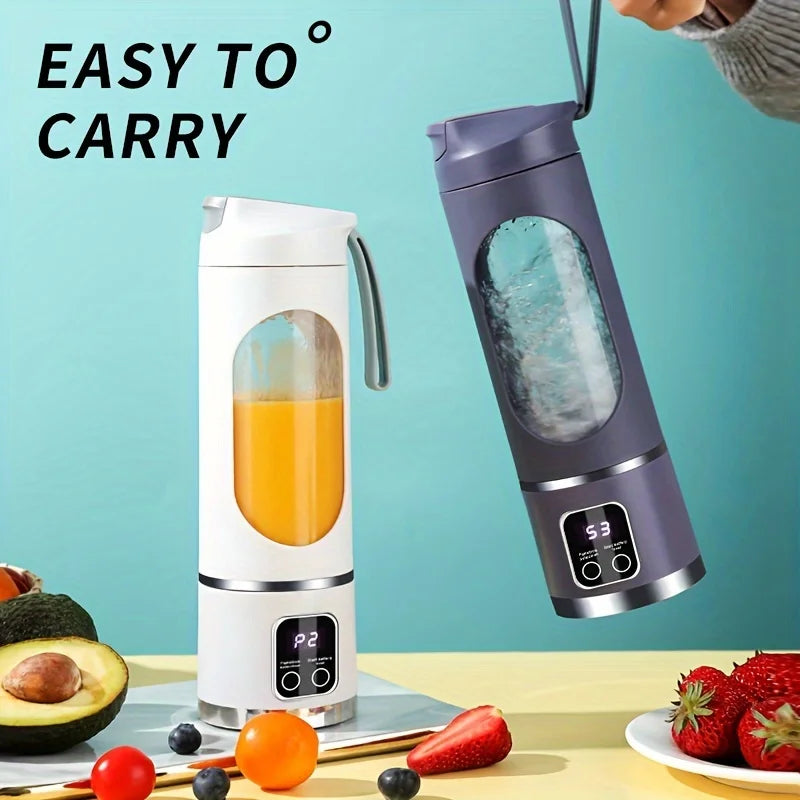 Portable Outdoor Electric Juicer 450ML  Digital Display Juice Cup USB Charging Mini Fruit Juicer