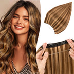 TESS Wire Hair Extensions Invisible Straight Wire Remy Human Hair Extensions with Transparent Line Clip In Hair Weft For Women