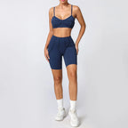 Seamless Yoga Sets Sports Fitness High Waist Hip-lifting Shapeing Trousers Backless Bra Suit Workout Gym Leggings Sets for Women
