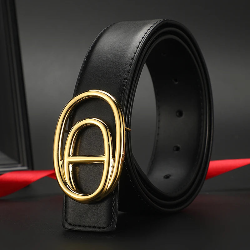 Wide 3.8cm Famous Brand Belt Men High Quality Luxury Genuine Leather Belts for Men Strap Metal Belt Fashion Women's Belt jeans
