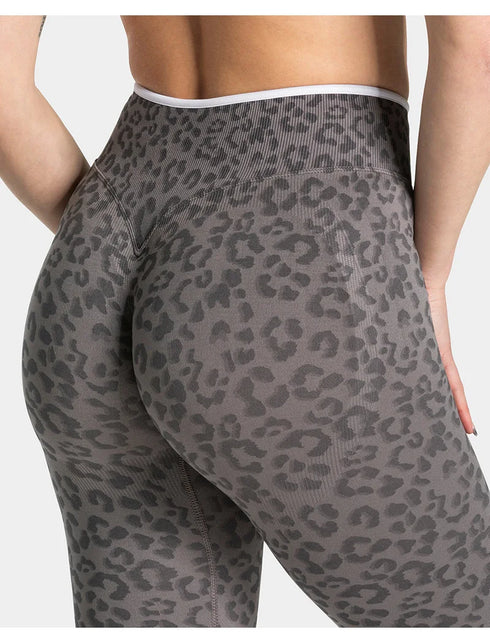 Teveo Tight-fitting Leopard-print Seamless Yoga Pants with Nude-skin High Elasticity Suitable for Fitness Running Pants