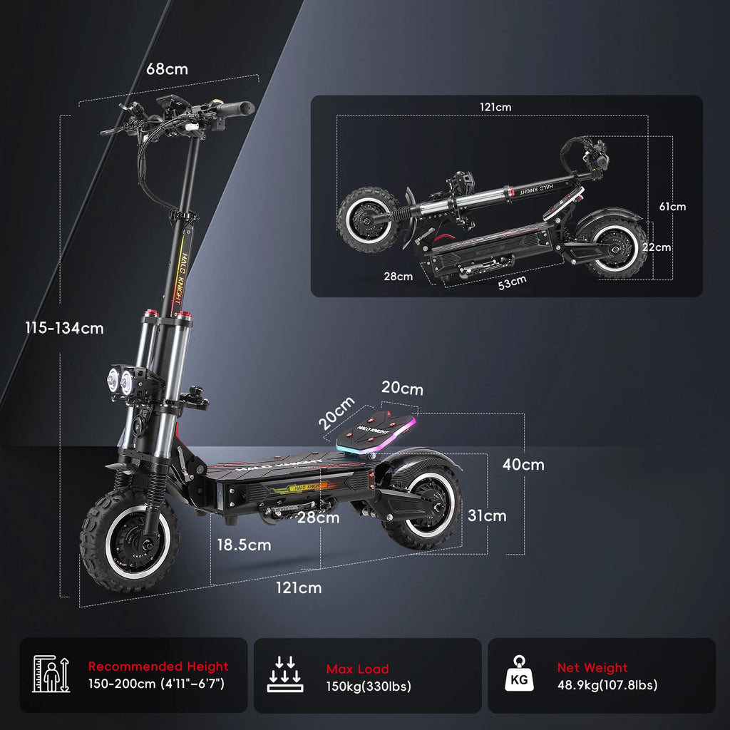 New HALO KNIGHT T107Pro Large Display Smart Escooter Adults 60V 38.4Ah Battery 3000W Dual Motor 95KM/H Powerful Electric Scooter