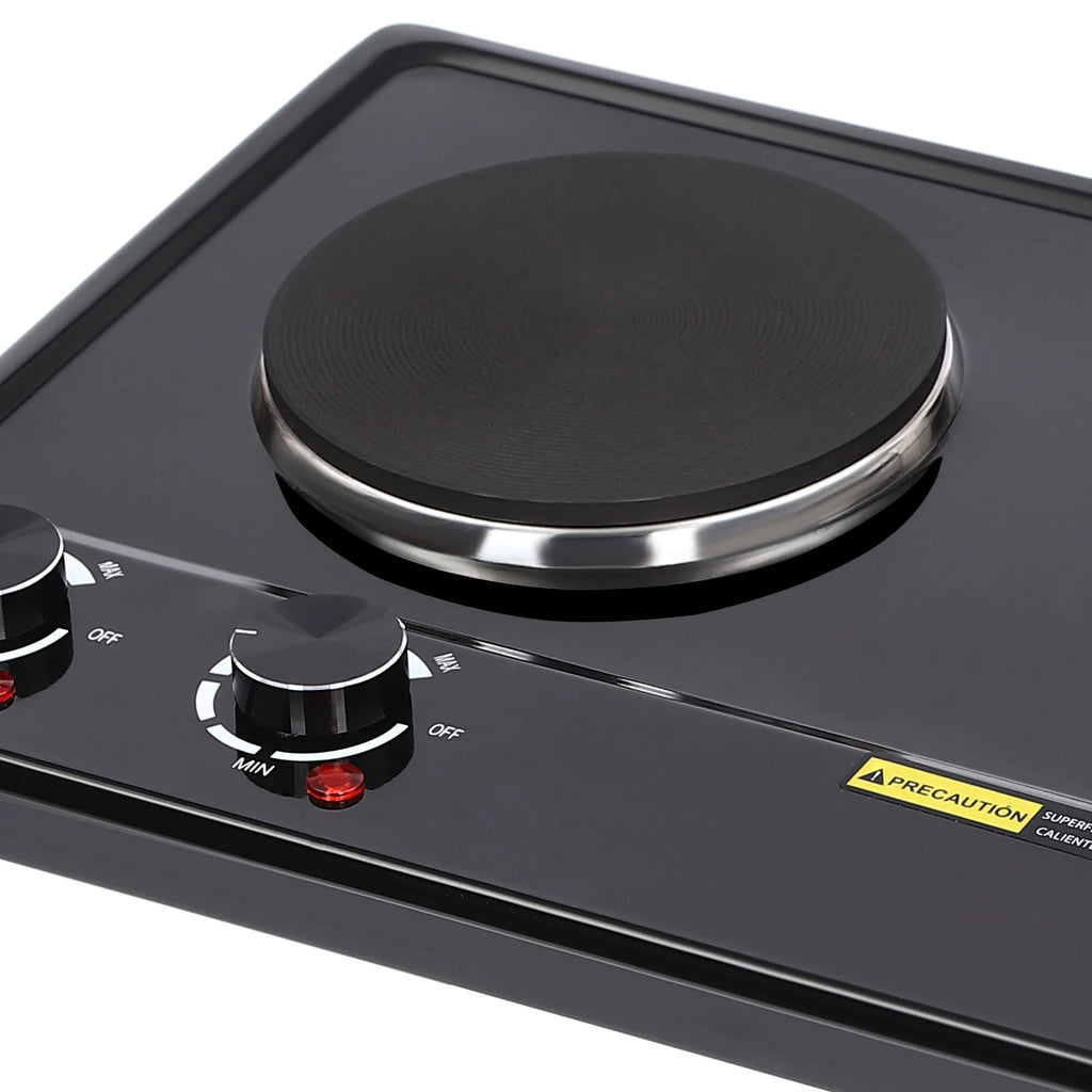 2500W Double-Burner Electric Stove Electric Hob Cooker with 2 Plate Adjustable Firepower 220-240V for Cooking Food