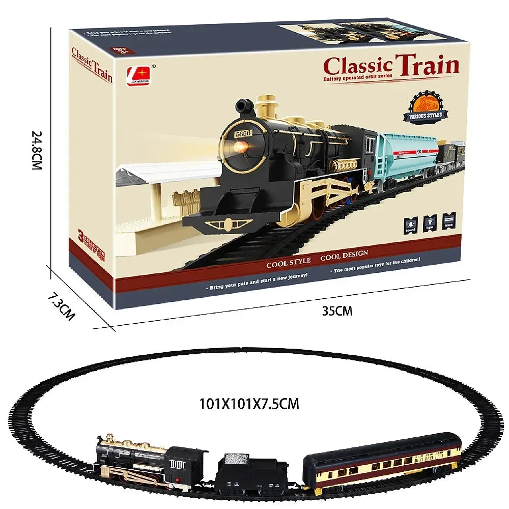 Classical Electric Train Set Toy Car Railway Train Model Educational Game Children Christmas Toys for Boy