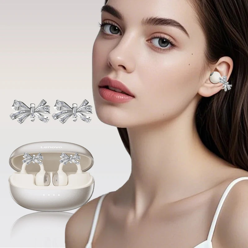 Lenovo LK6 Over Ear Wireless Bluetooth 5.4 Headphones Sound Quality Noise Reduction Ear Clip Earphones Long Endurance Earsets