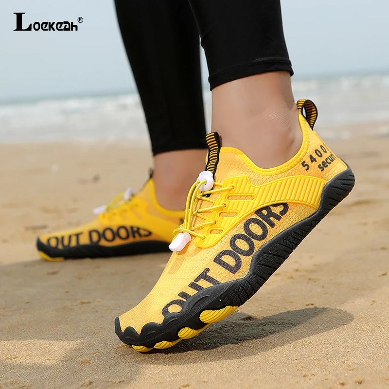 Men Water Sports Shoes Quick Dry Non-Slip Five Finger Shoes Outdoor Wading Swimming Barefoot Aqua Shoes Lightweight Sneakers
