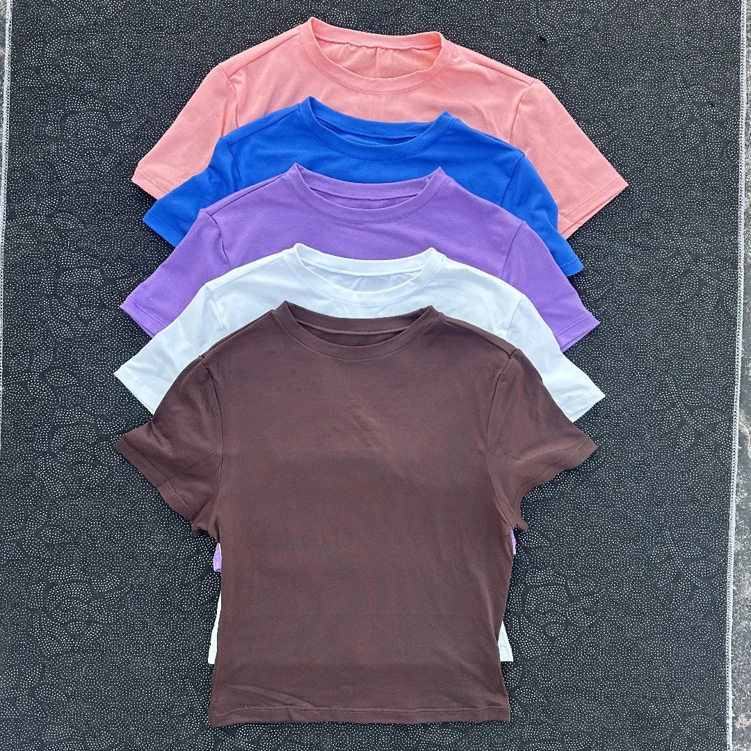 2026 NEW Short Sleeve Seamless Yoga Top Fitness Set Women Workout Running Sports Shorts Gym Suit Main image