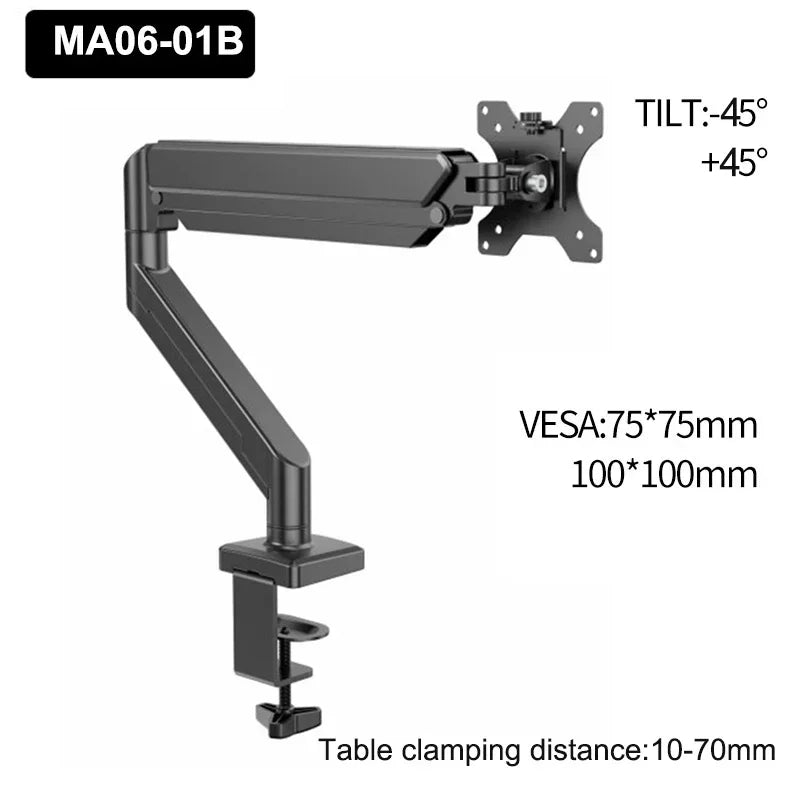 Universal Single Screen Support Arm, 13-35 Inch Compatible, Flexible Height Adjustment, Practical Accessory for Office Desktops