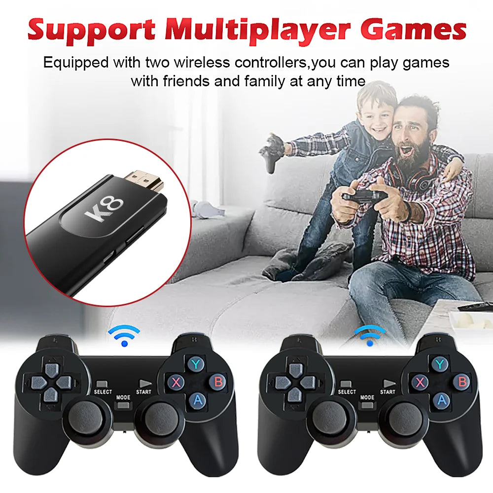 TV Game Stick K8 HD Retro Video Game Console 40000+ Games Double Wireless Controller Home 3D Games 40+ Emulator For Gifts Secondary image