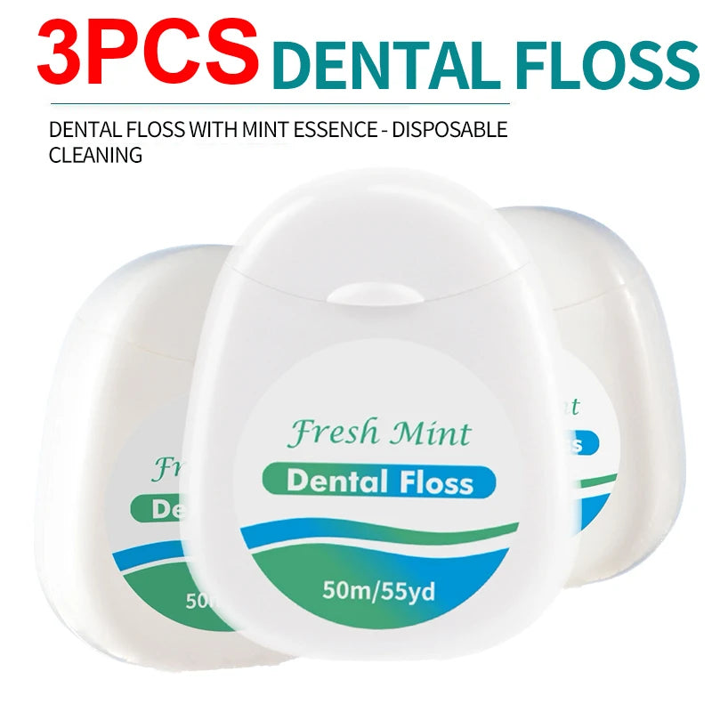 6/3/1 pcsWhite Box Mint Dental Floss Roll - Cleaning Oral Tools - Dental Floss Stick Adult Home Set - Cleaning Interdental Brush