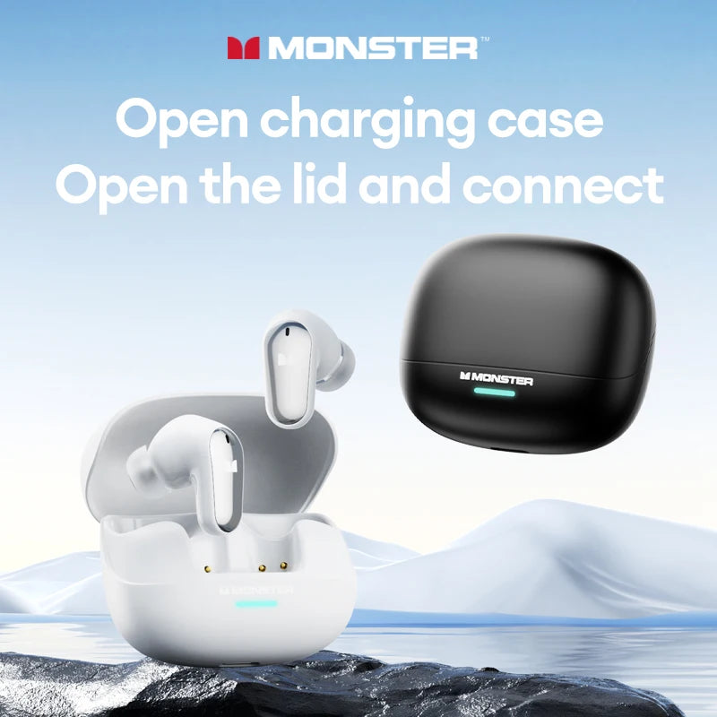 Monster MQT52 Bluetooth 5.4 Wireless Earphones 24H Long Battery Life Stereo Headphones Low Latency Gaming Dual Mode Headset Gift Main image