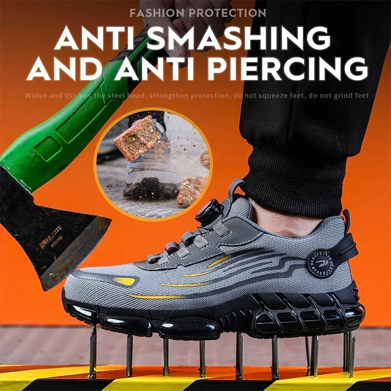 Men's Safety Shoes Protection And Elastic Safety Boots Fashionable Casual Shoes Breathable Odor Protection Men's Work Shoes