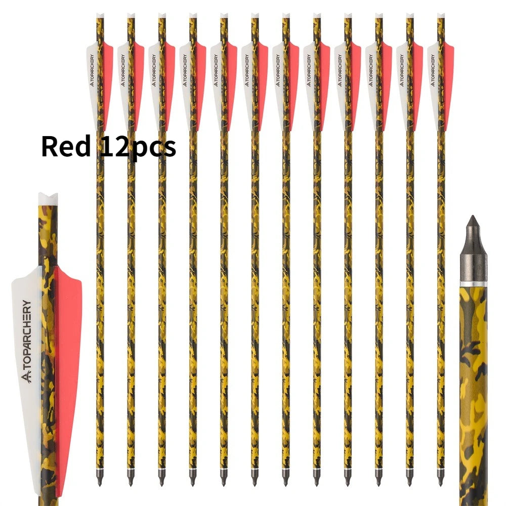 6/12/24pcs 20'' Archery Crossbow Bolt Carbon Arrow with 4-inch Feather ID7.6mm  Outdoor Hunting Sports Practice Crossbow Arrows