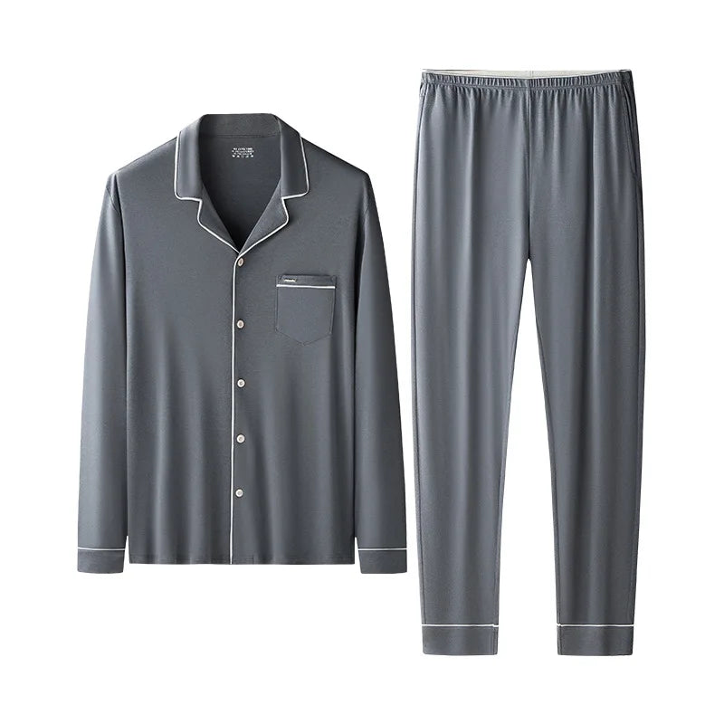 Men's Loose Fit Pajamas Set Soft Lyocell and Cotton Sleepwear Breathable Home Loungewear Cozy Comfortable Pajamas Main image
