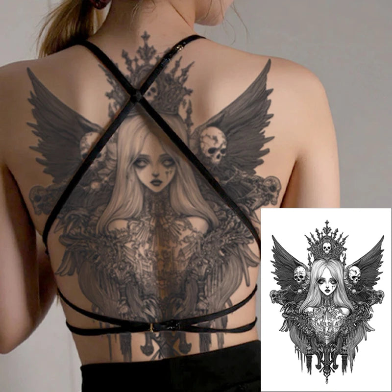 Magic Juice Ink Waterproof Tattoo Stickers Full Back Large Size Herbal Juice Temporary Tattoos Men Body Art Dragon Tiger