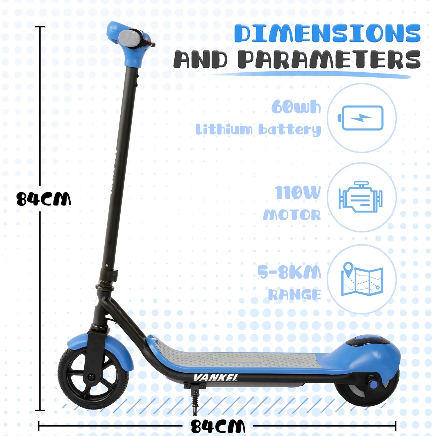Vankel 6.5-inch Kids Electric Scooter for Boy & Girls with Bluetooth Rainbow Lights 8-10km Range LCD Display Children Scooter