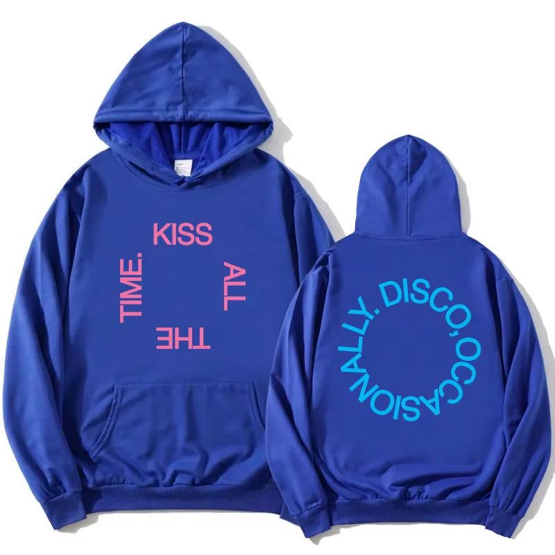 HarryStyles KISS ALL THE TIME. DISCO, OCCASIONALLY.  Hoodies Album Design Graphic Print Sweatshirts Women Clothing Fleece Hoodie