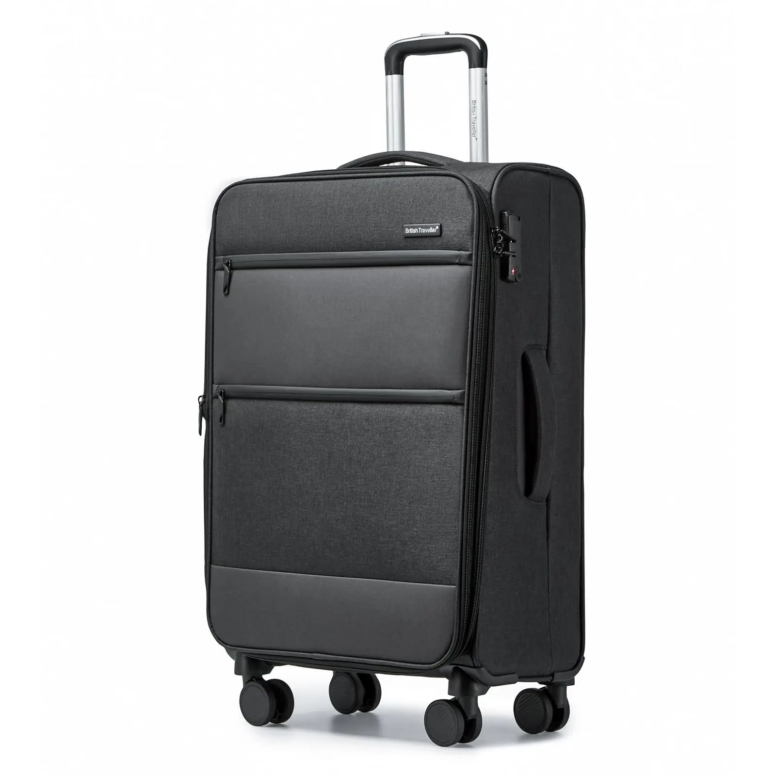 British Traveller Cargo Case 53.5x40x21cm Lightweight hand luggage 4 Rolls TSA Lock Soft Luggage fabric