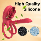 Rose Penis Ring Vibrator Female G-spot Clitoral Stimulation Male Ejaculation Delay Silicone CockRing Adult Sex Toy for Couples
