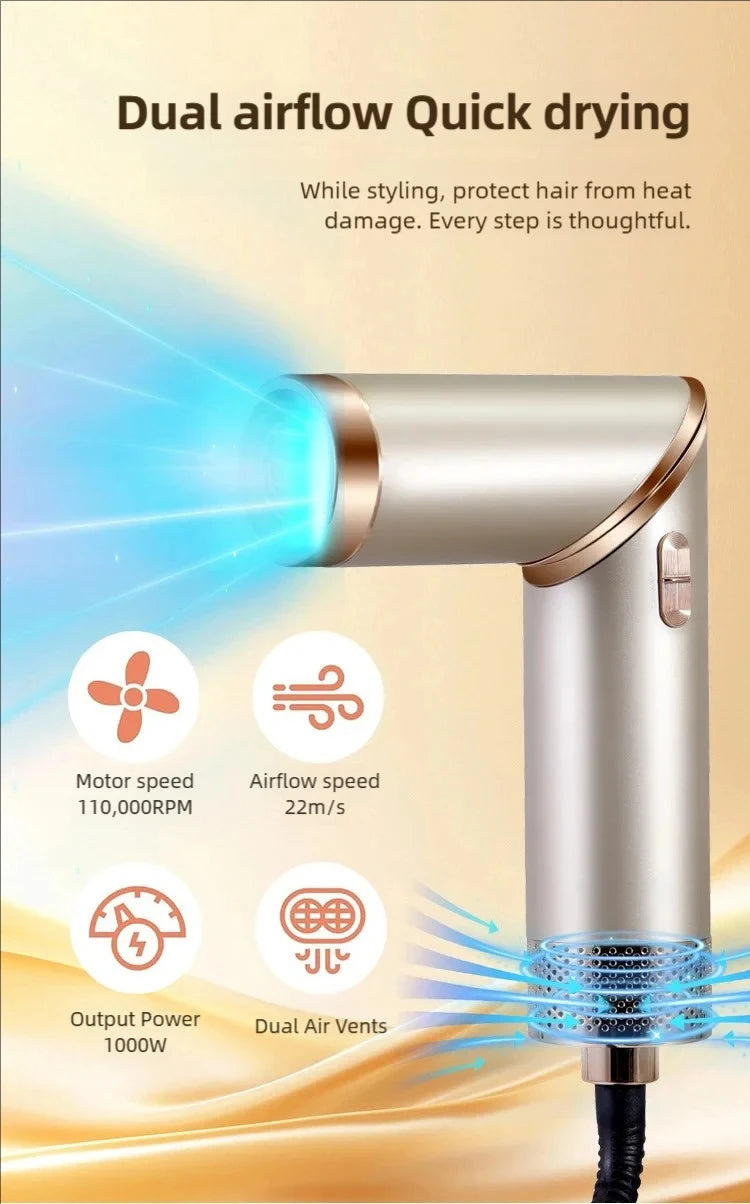 5 in 1 Handle Foldable Hair Dryer Portable Multifunctional Home Hair Dryer Negative Ion Hair Care Curling Iron Personal Styling