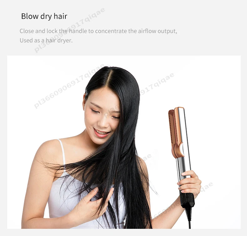 2-in-1 Hair Dryer and Flat Iron Dual Heat Negative Ion Hair Styler for Quick Drying and Straightening Travel Friendly Home Use