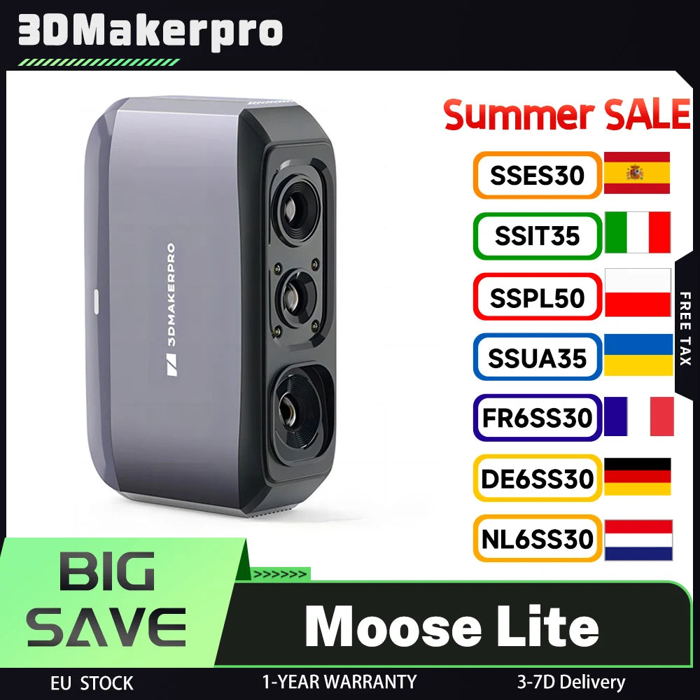 3DMakerpro Moose Lite 3D Scanner, 24-bit Color Camera, Al Visual Tracking,0.05mm Accuracy, 0.10mm Resolution, 10fps Frame Rate Main image