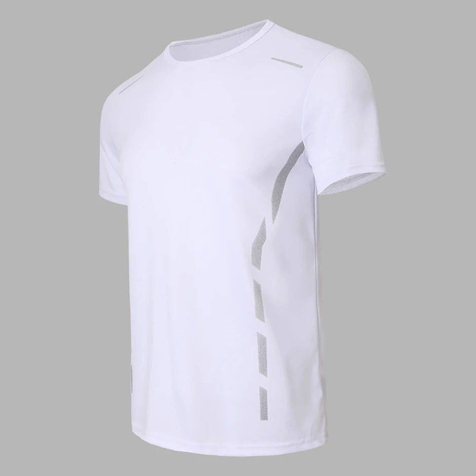 4/1 Pcs Men's Summer Multicolor Quick-drying Sports Short Sleeve Loose Breathable Fitness Running Badminton T Reflective Strip