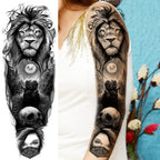 1 Sheet Full Arm Compass Zeus Skull Tiger Lion Flower Temporary Tattoos Sleeve For Men Women Adults Fake Temp Sticker Tattoo