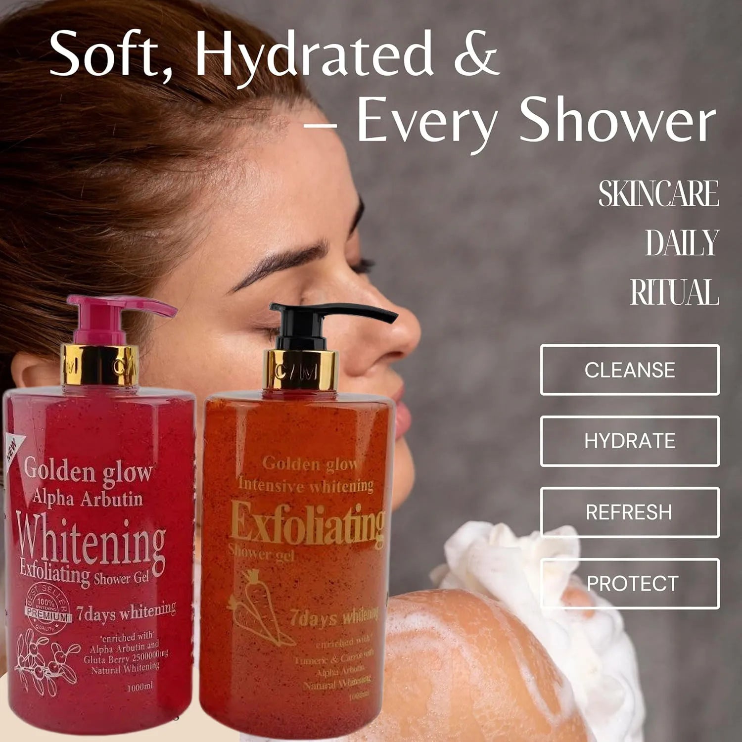 7 Days Golden Glow Alpha Arbutin Brightening Body Wash - Visibly Evens Skin Tone, Hydrates Nourishes for Radiant Skin Shower Gel Main image