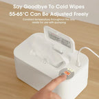 Baby Wipe Warmer Heater with LED Display, Wet Towel Dispenser Portable USB Charge Baby Wipe Warmer Napkin Heating Box Home/Car