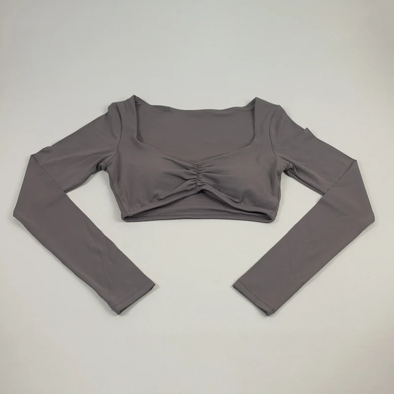 Quick Drying Breathable Short Yoga Sexy Clothes For Women Nude Feeling Fitness Tops Slim Fit Exercise Running Clothes