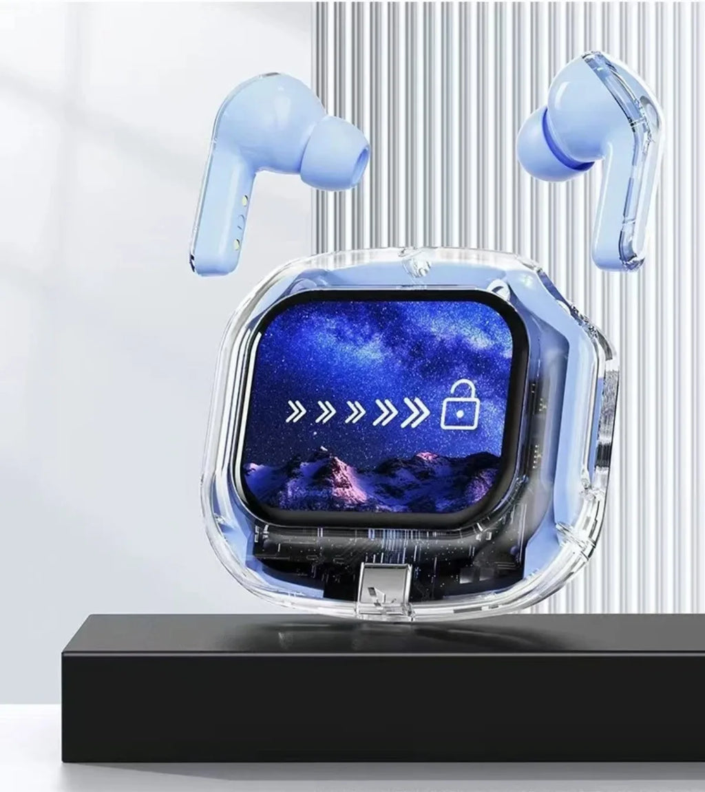Translation Headphones with Touch Screen Wireless Bluetooth 5.4 Smart  Earphone HiFi Audio High Quality Transparent Case Headset