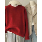 Soft waxy round neck 100 pure cashmere sweater women's loose sweater autumn and winter short base sweater