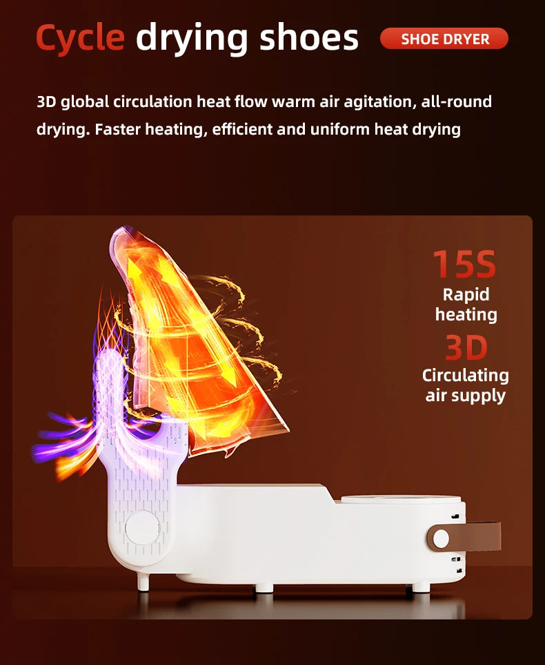 New 150W High Power Foldable Electric Shoe Dryer with Intelligent Timer Fast Drying Socks Glove Boot Heater Household Shoe Dryer