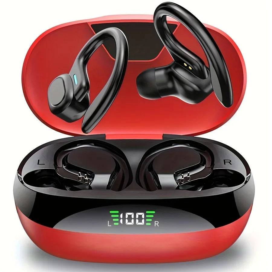 On-ear LED Display Headphones Noise Reduction Earphones Deep Bass Sports Gamer Wireless Bluetooth Headset Waterproof with HD Mic