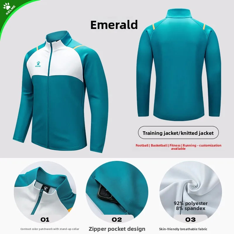 Kelme Children's Sports Jacket Autumn And Winter Knitted Jacket Outdoor Windproof Running Training Suit